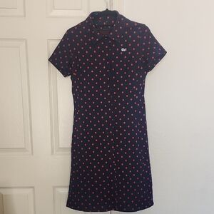 Chamise Lacoste Purple & Red Polka Collard Zip Up Dress Size 12